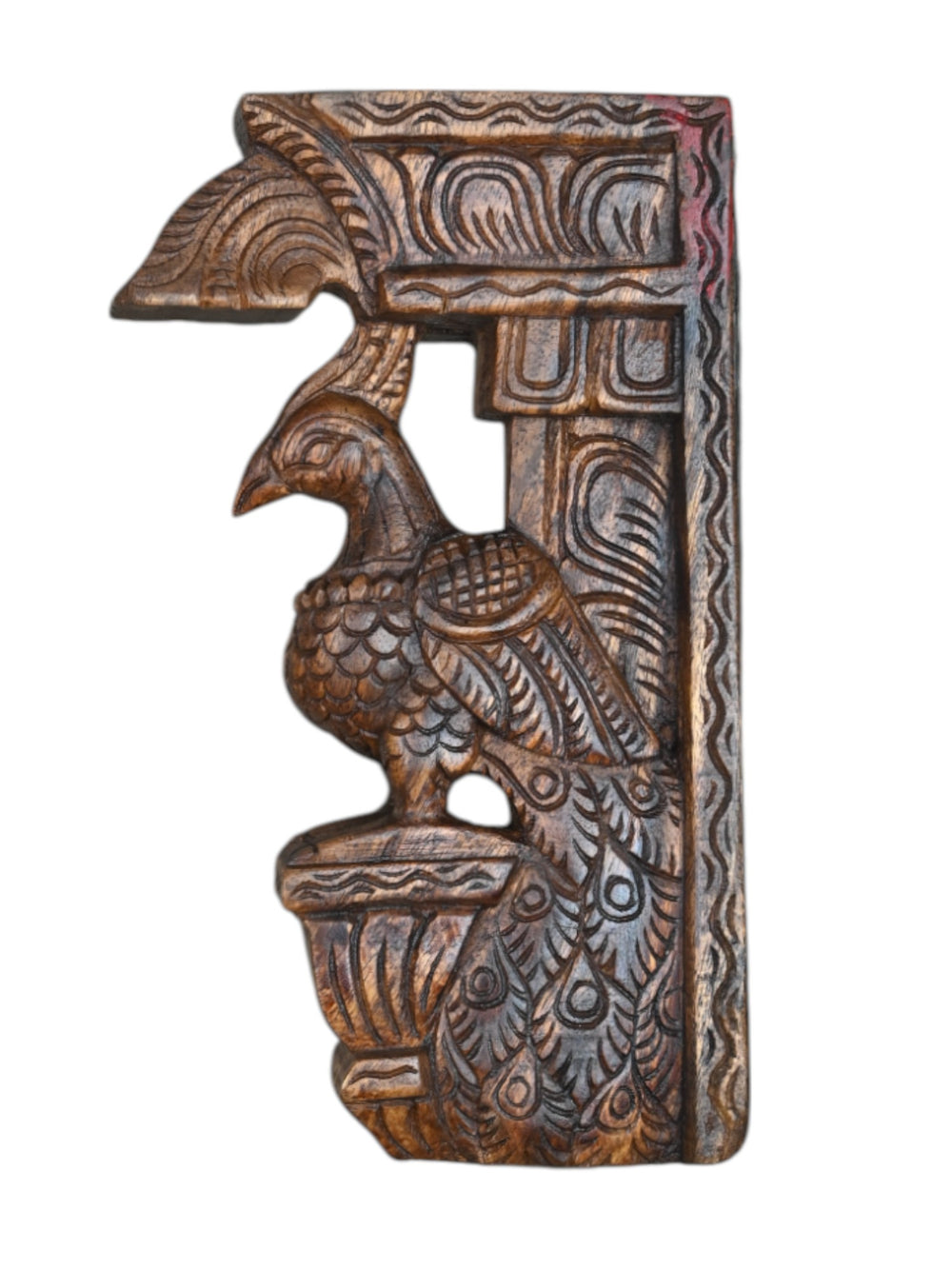 wooden Peacock wall bracket