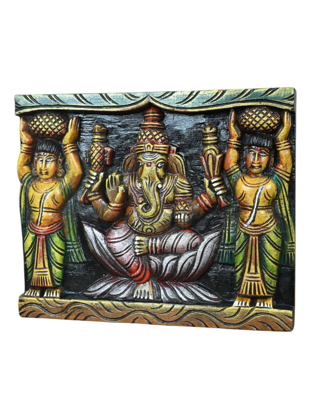 wooden ganesh wall hanging