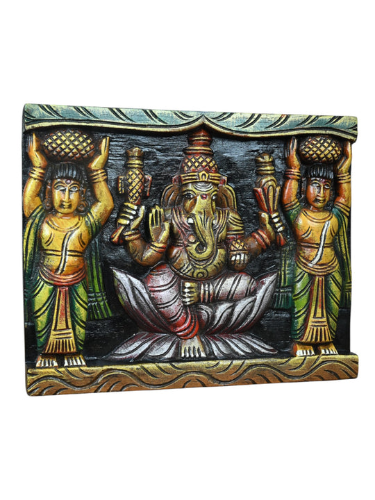 wooden ganesh wall hanging
