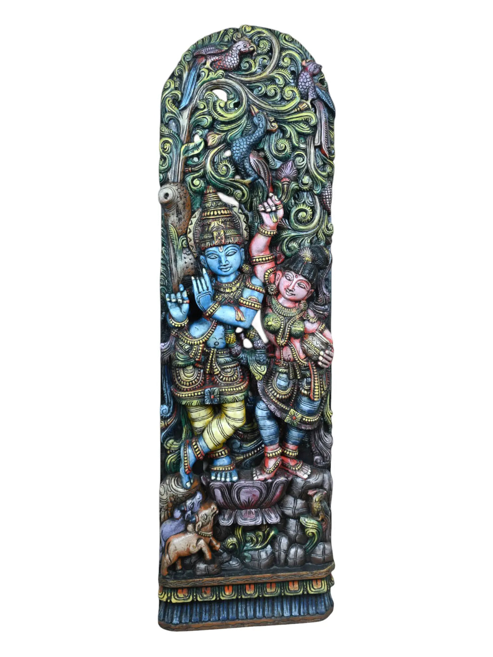 wooden radha krishna statue