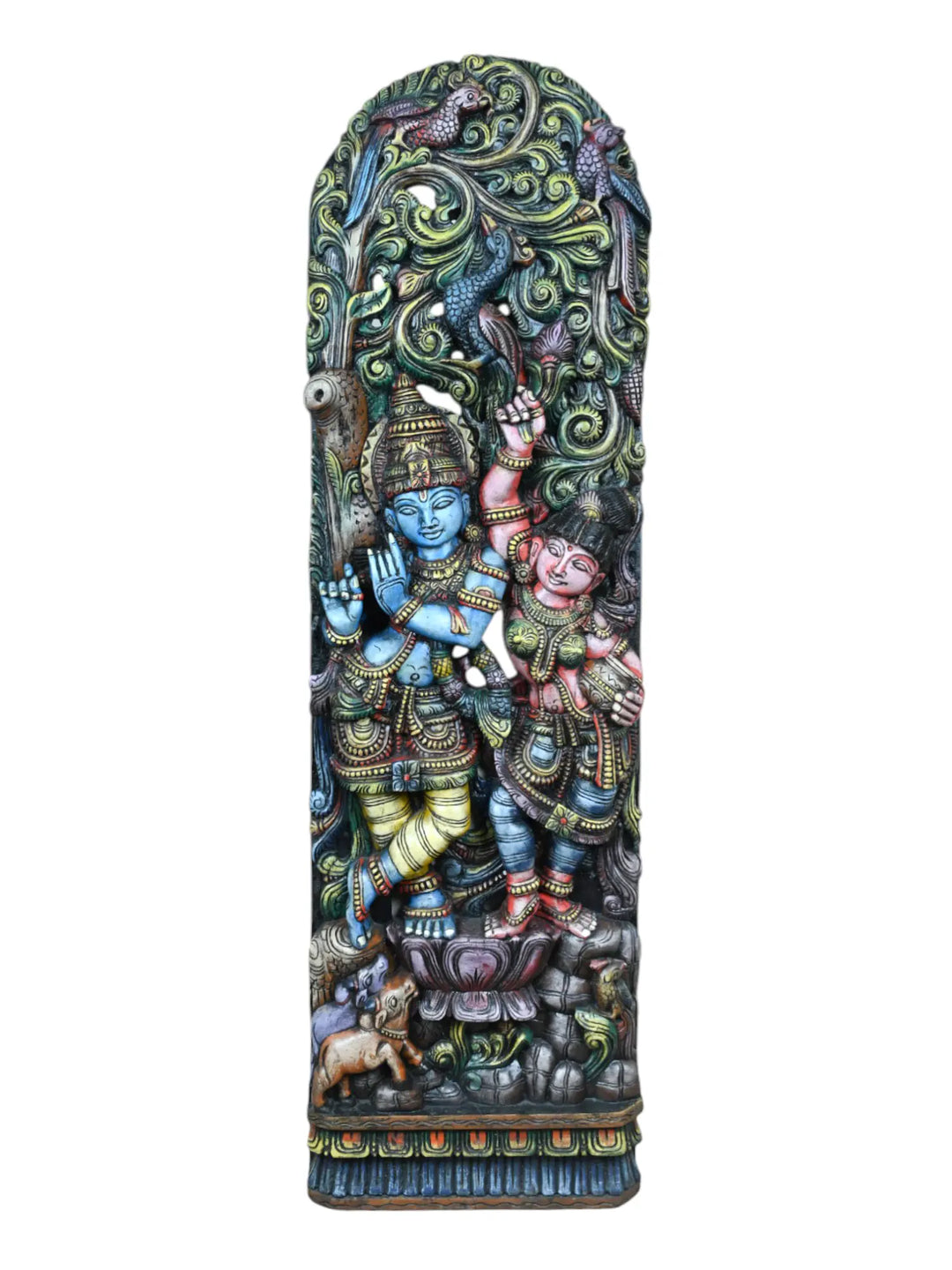 wooden radha krishna statue