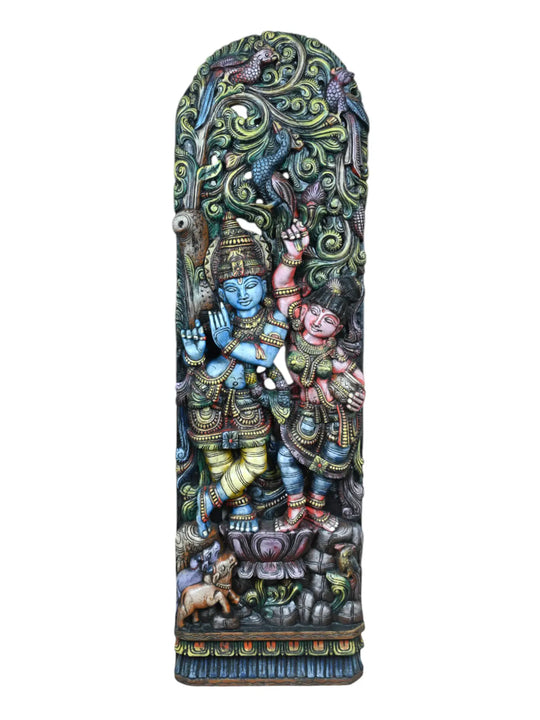 wooden radha krishna statue