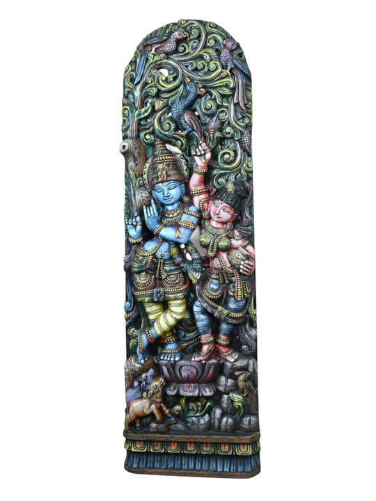 wooden radha krishna statue