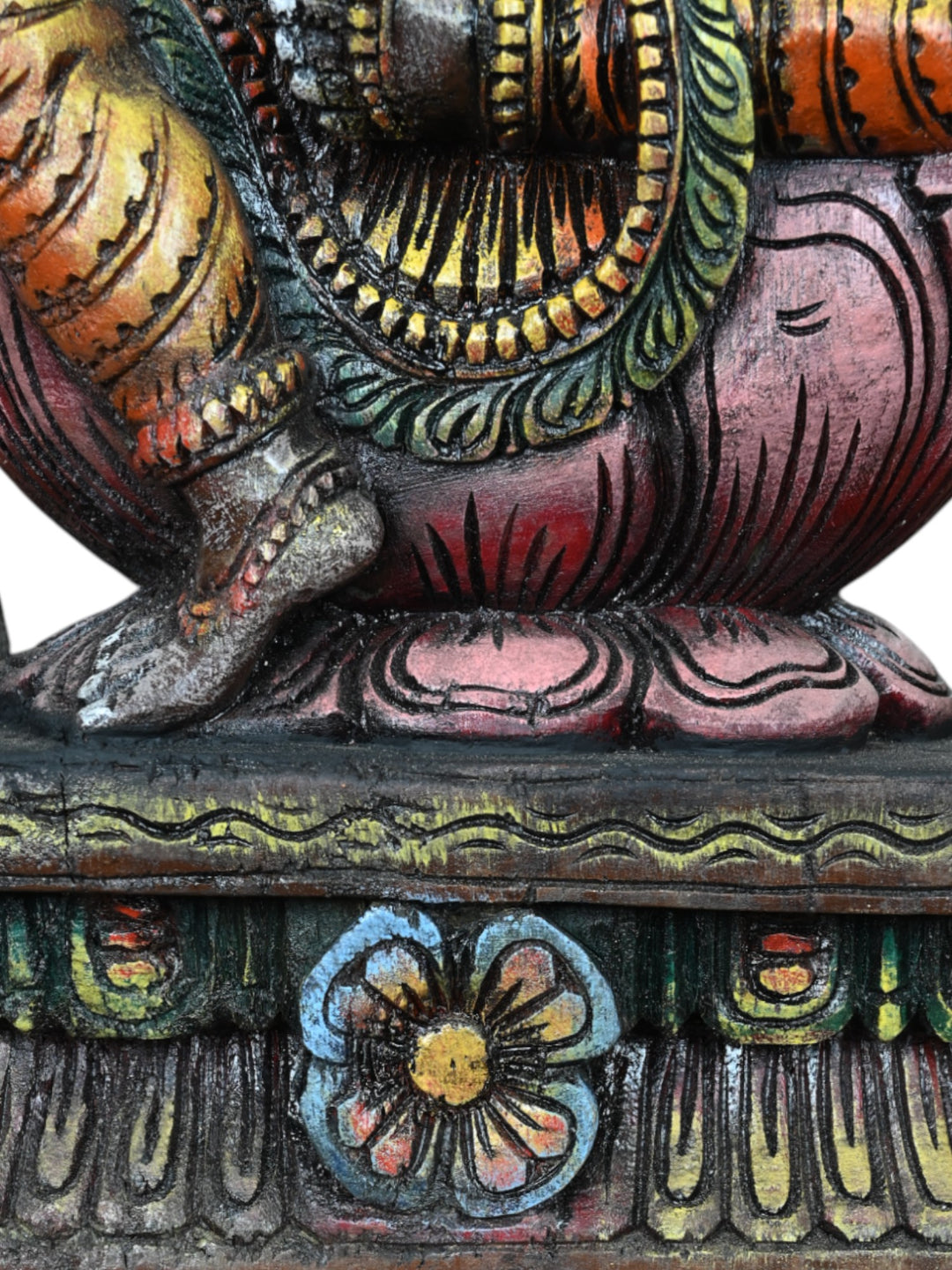 Wooden Multicolored Ganesh Hold on Mango 18"