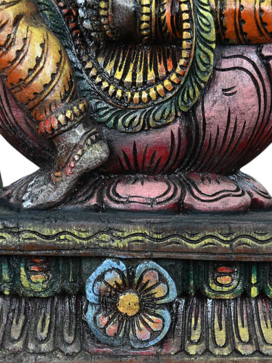 Wooden Multicolored Ganesh Hold on Mango 18"