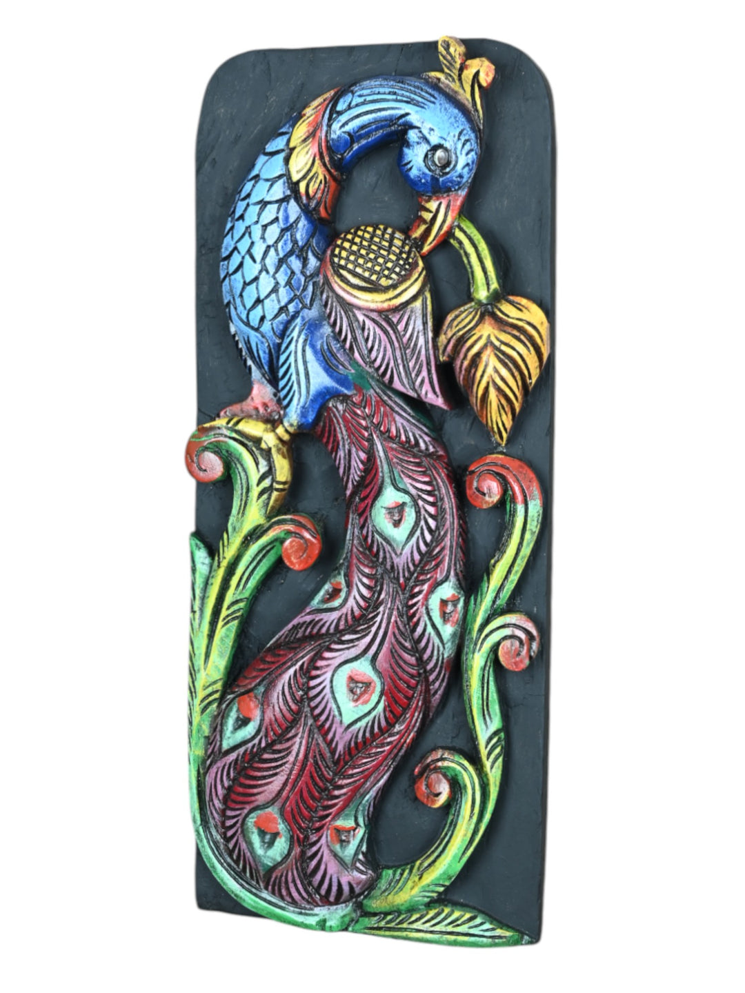 Peacock wooden wall panel