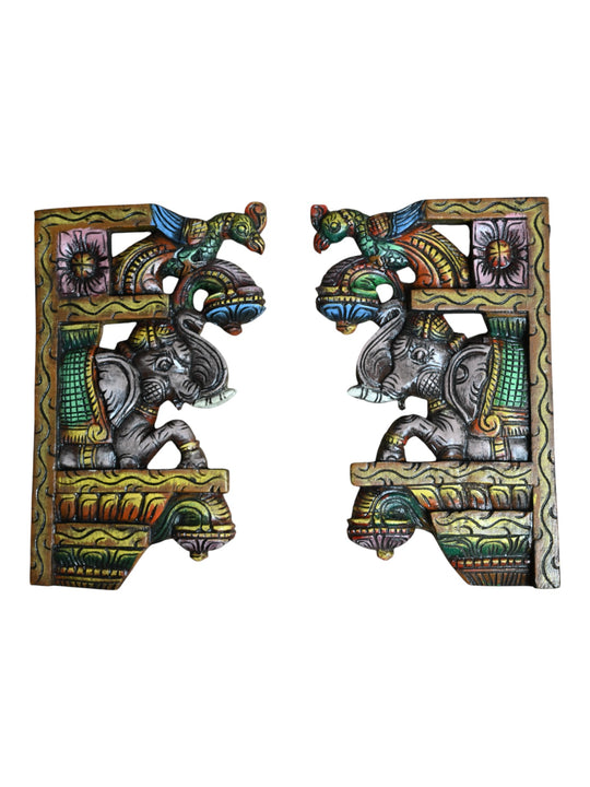 wooden elephant ,peacock wall brackets