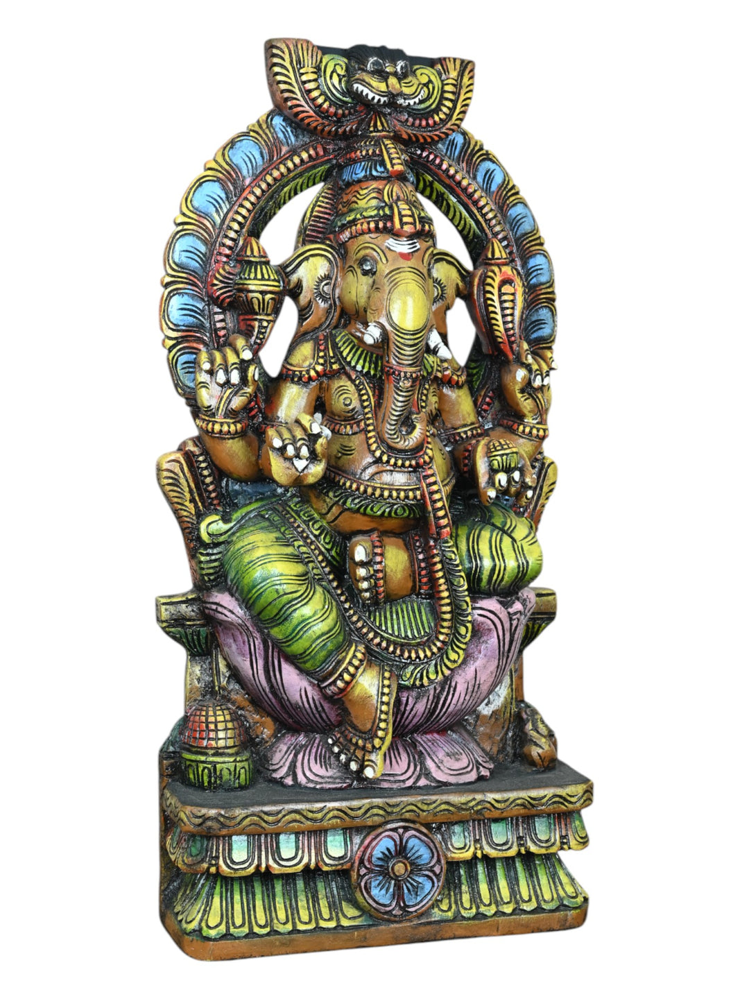 wooden ganesh statue with arch