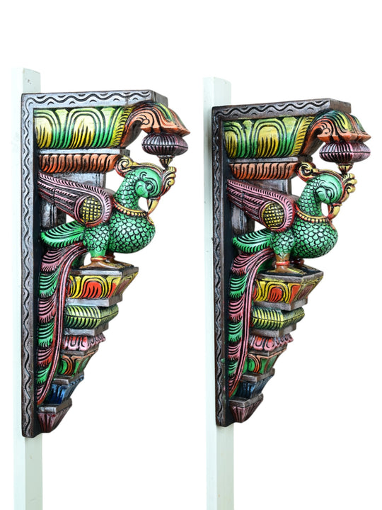 Wooden parrot wall brackets