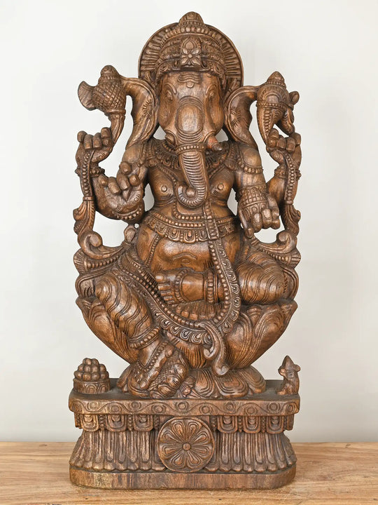 wooden 3 feet ganesh statue