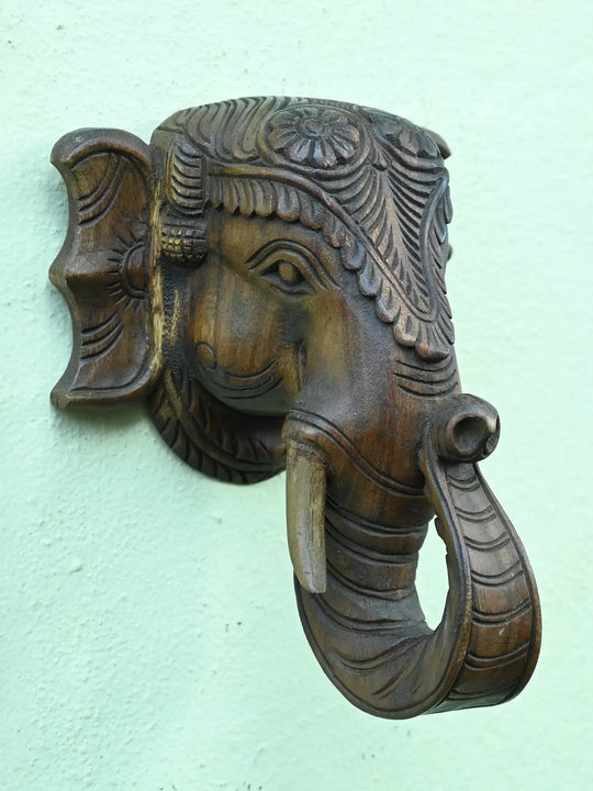 wooden ganesh wall hanging