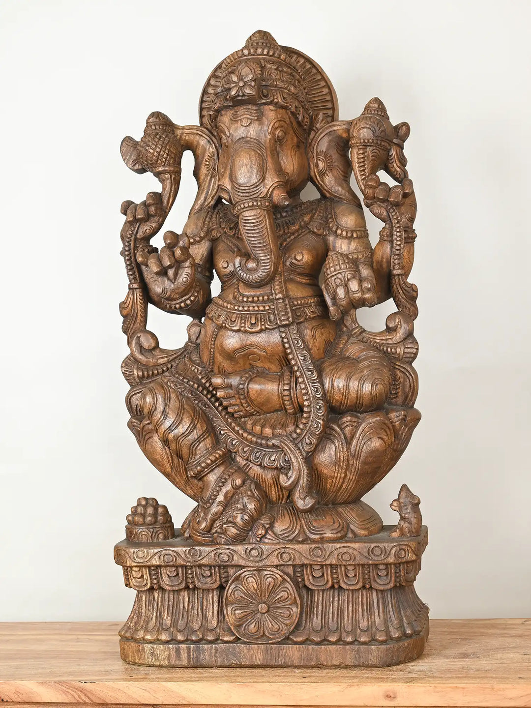 wooden 3 feet ganesh statue