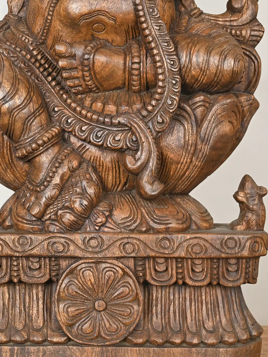 3 Feet Chaturbhuja Lord Ganesha With Moosika