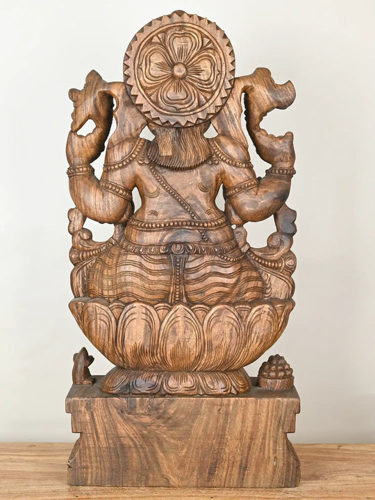 3 Feet Chaturbhuja Lord Ganesha With Moosika