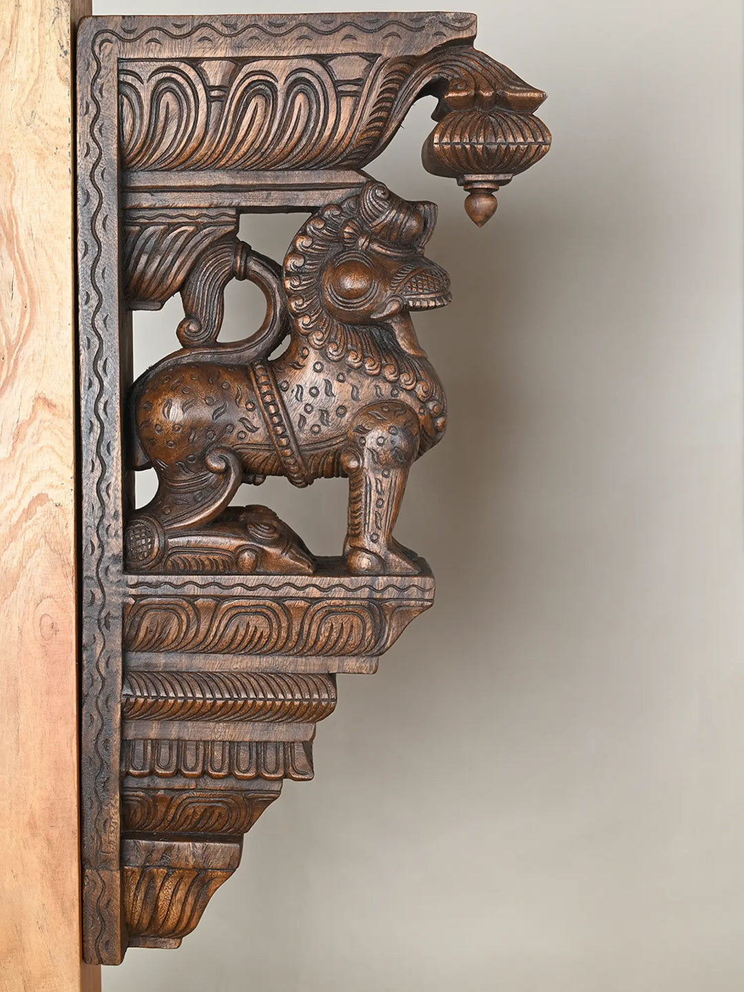 Paired Lion Yali wooden Wall Brackets - 24"
