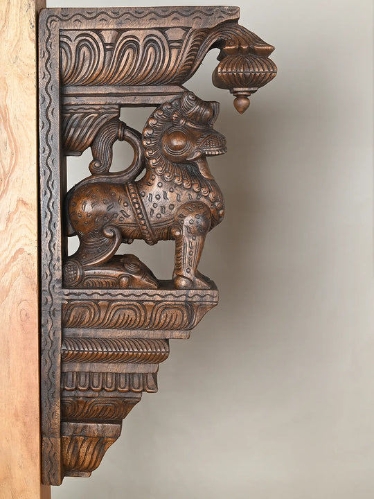 Paired Lion Yali wooden Wall Brackets - 24"