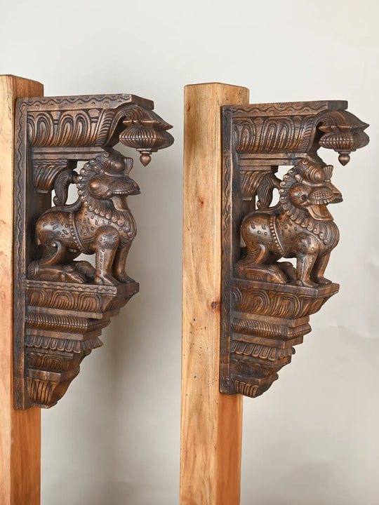 Paired Yali wooden Wall Brackets