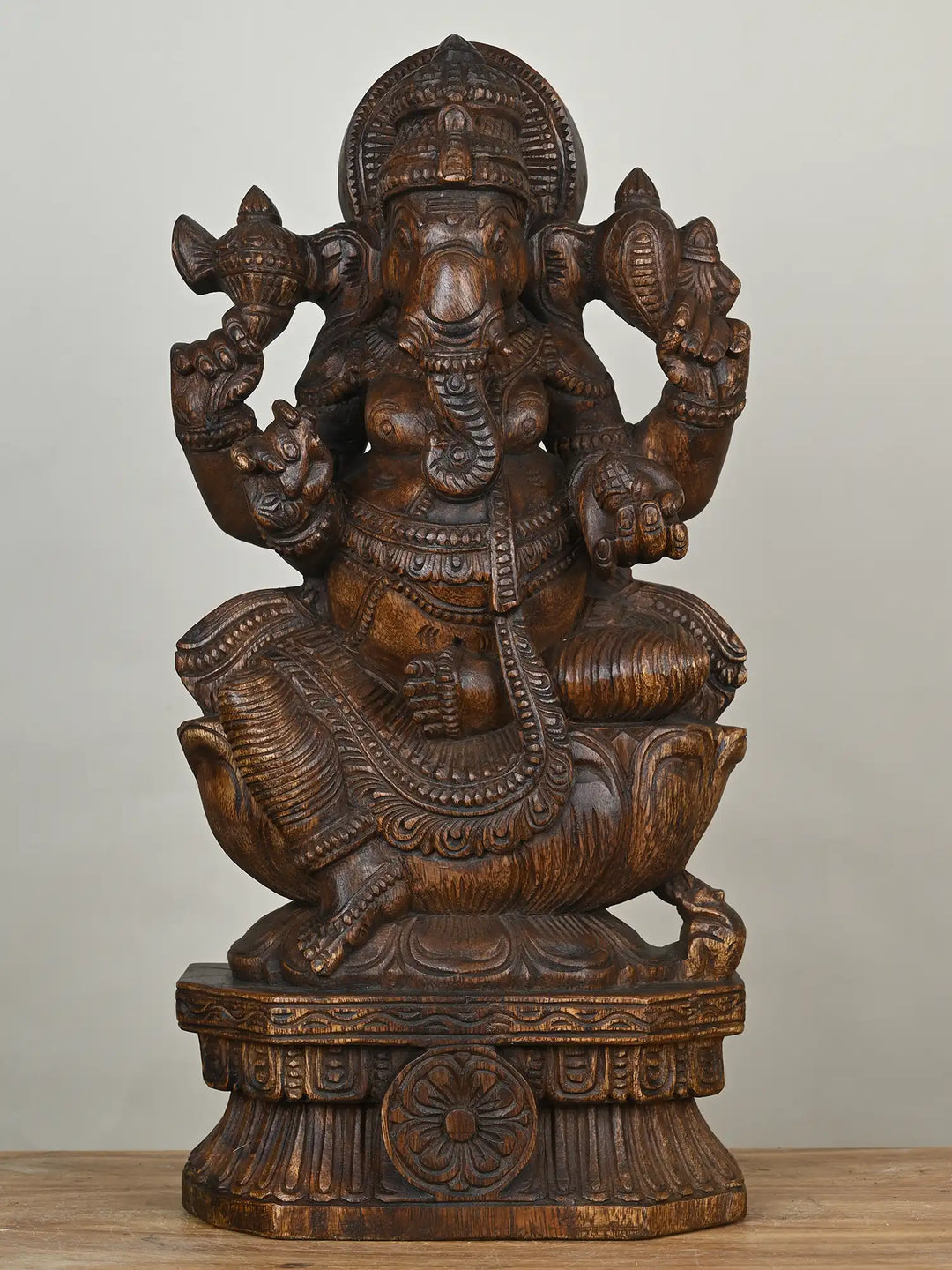 2 feet wooden ganesh statue