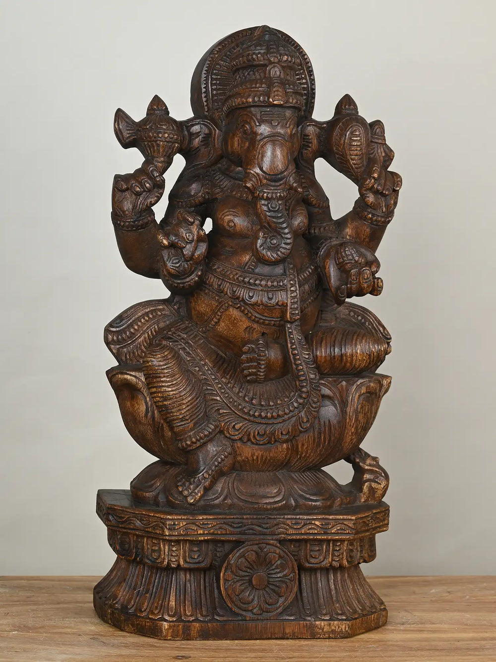2 feet wooden ganesh statue
