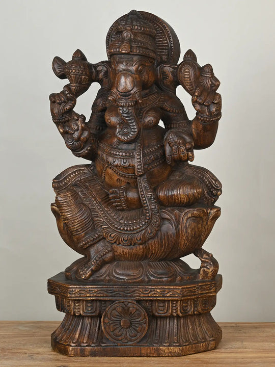2 feet wooden ganesh statue