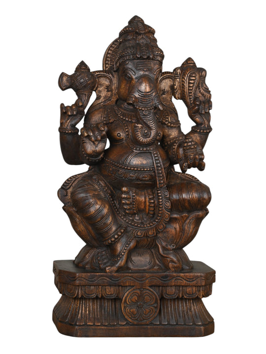 2 feet wooden ganesh statue