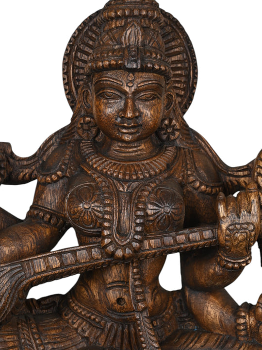 Saraswathi Statue Seated on Lotus 24"