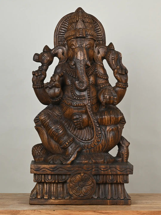 wooden ganesh statue
