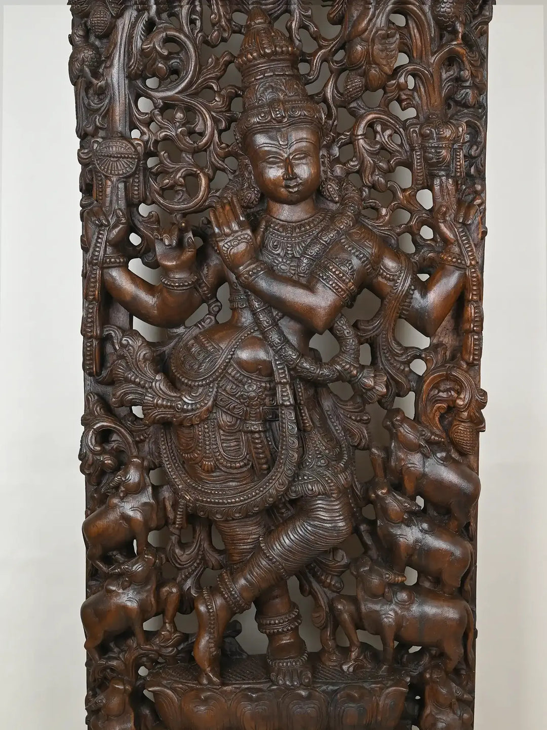 Large Krishna statue Standing On Lotus With Cows 72"