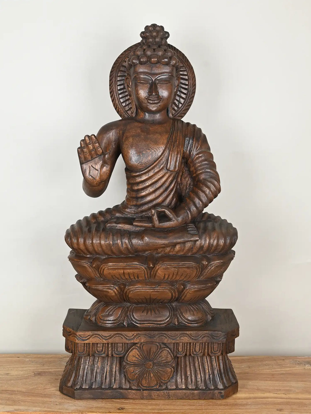 wooden buddha statue
