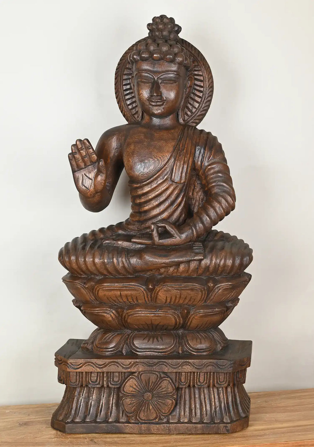 wooden buddha statue