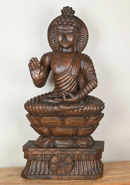wooden buddha statue
