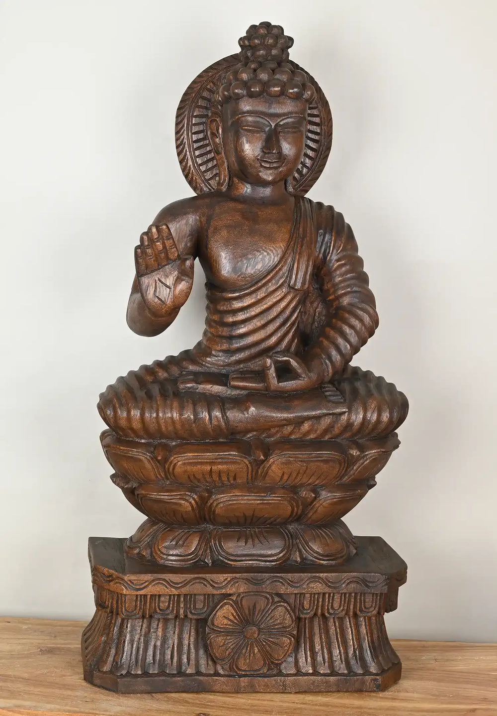 wooden buddha statue