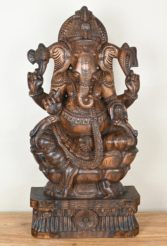 wooden ganesh statue