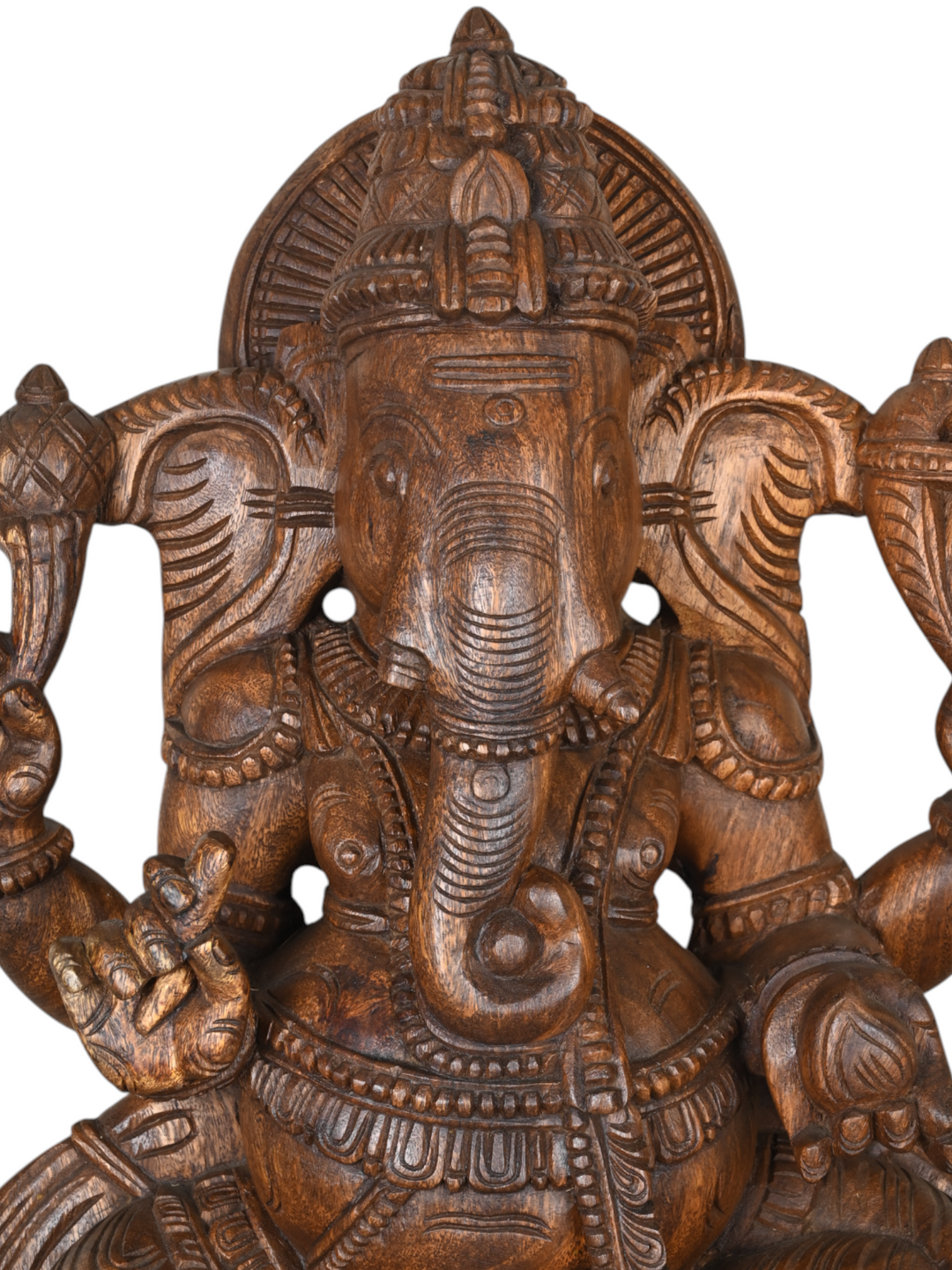 Ganesh Wooden Statue in Natural Finish-2 Feet