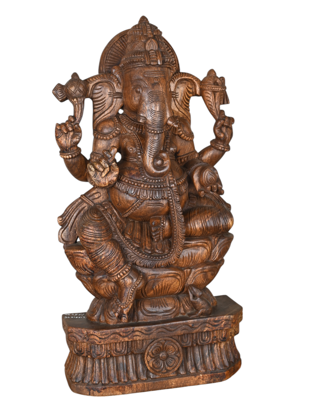 Ganesh Wooden Statue in Natural Finish-2 Feet