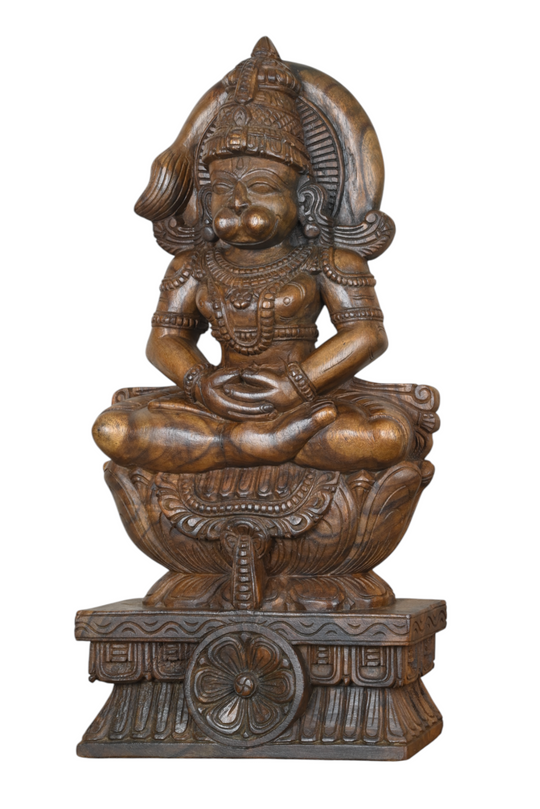 Hanuman Wooden Statue in Natural Finish– 25"