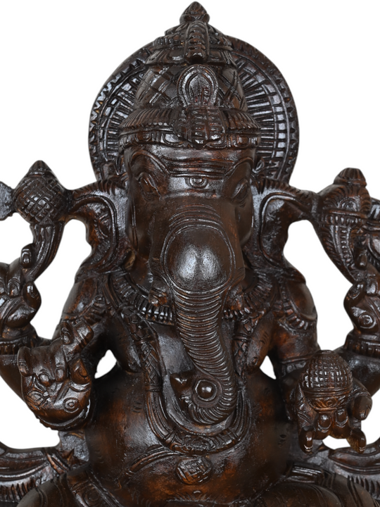 Ganesha Dark Brown wooden Statue-24"