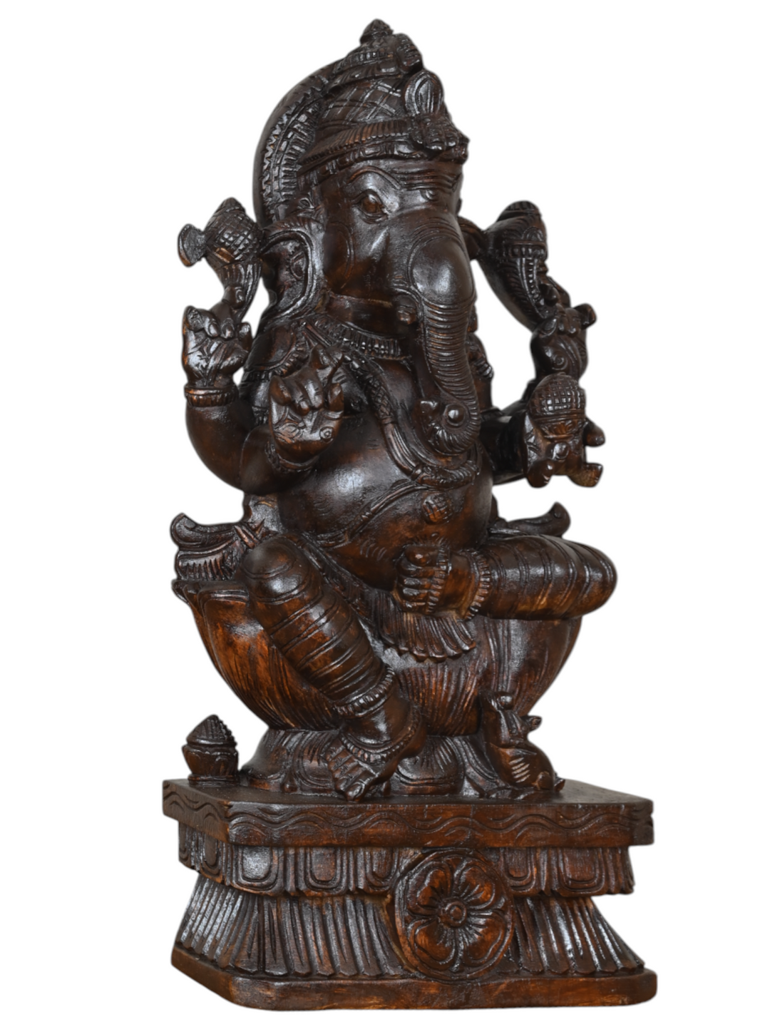 Ganesha Dark Brown wooden Statue-24"