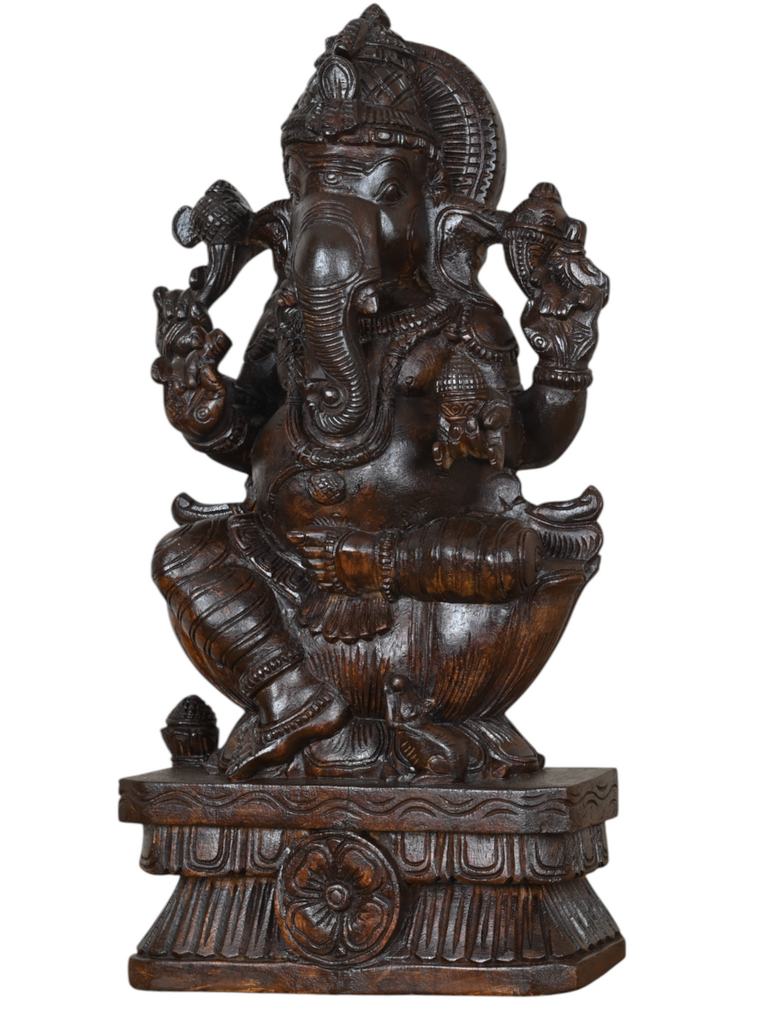 ganesha dark brown wooden statue