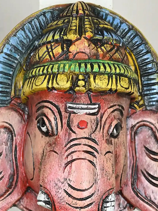 Wooden Ganesha Face mask Wall Hanging