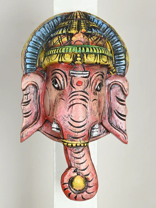 Wooden Ganesha Face mask Wall Hanging