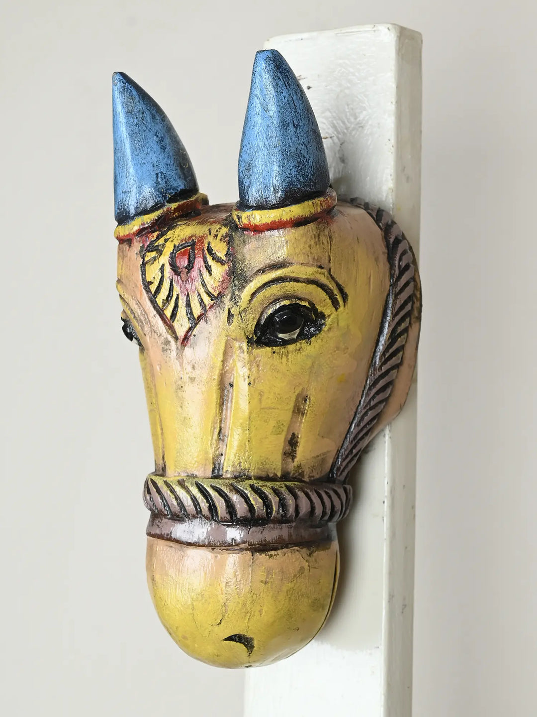 wooden wall decor cow face mask