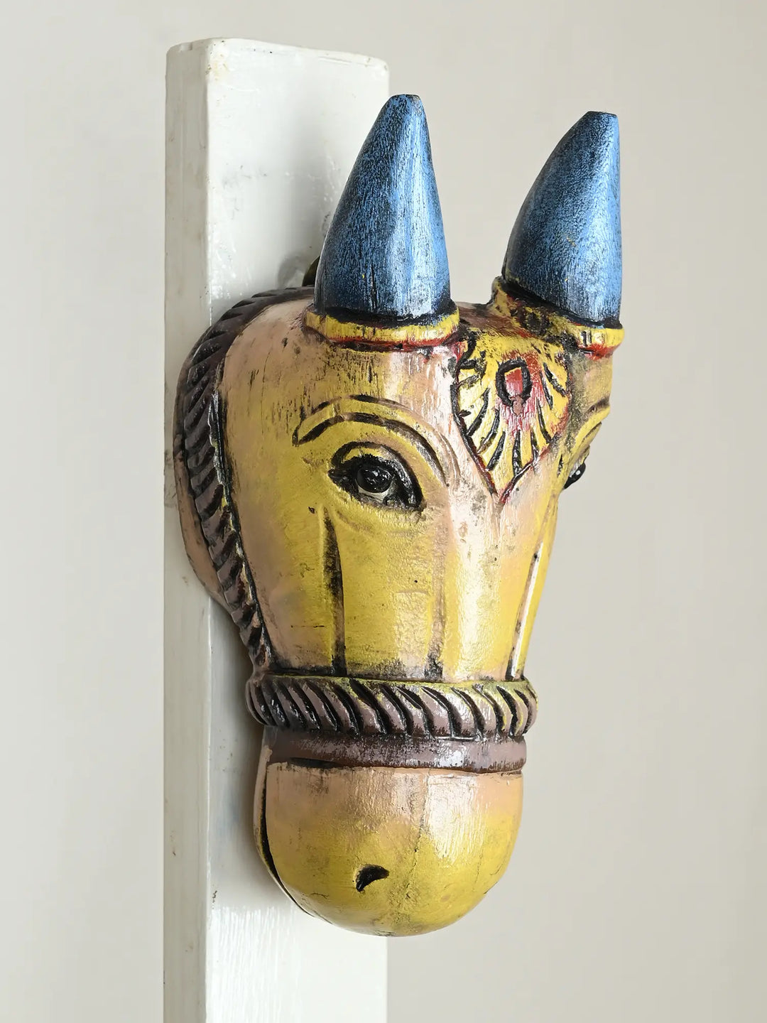 wooden wall decor cow face mask