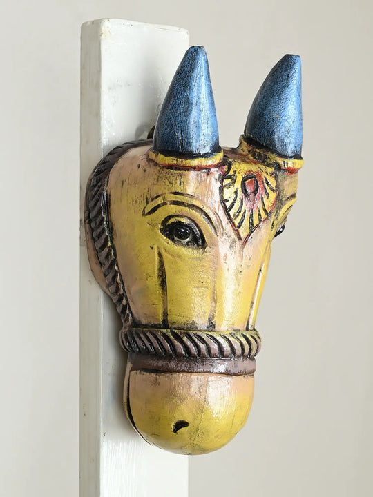 wooden wall decor cow face mask