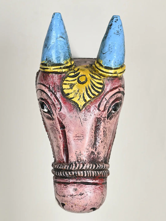 wooden cow face wall hanging