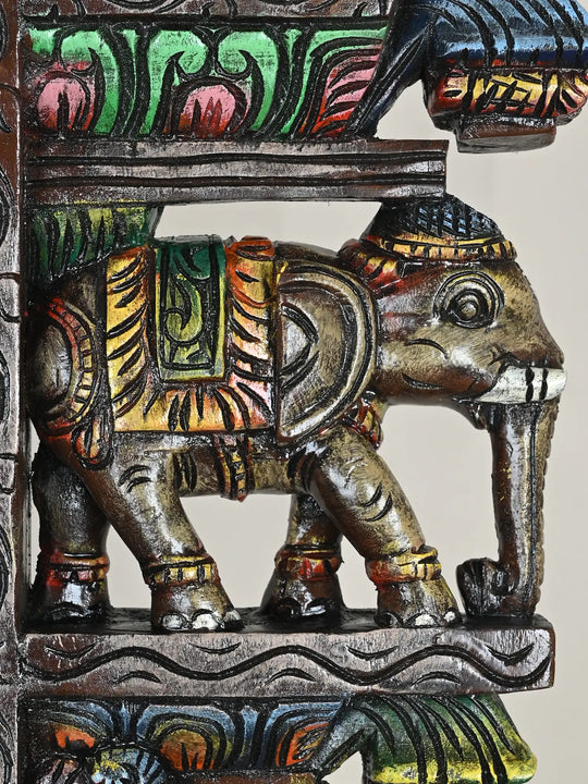 wooden elephant, hamsa wall hanging