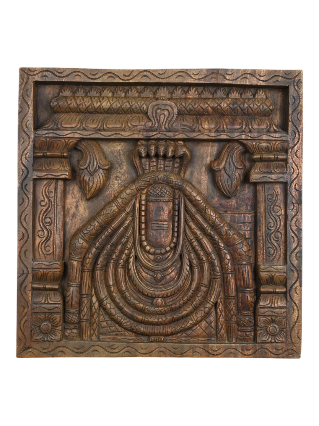Shiva Lingam wood panel for wall decor