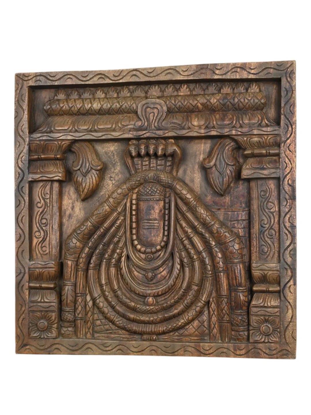 Shiva Lingam wood panel for wall decor