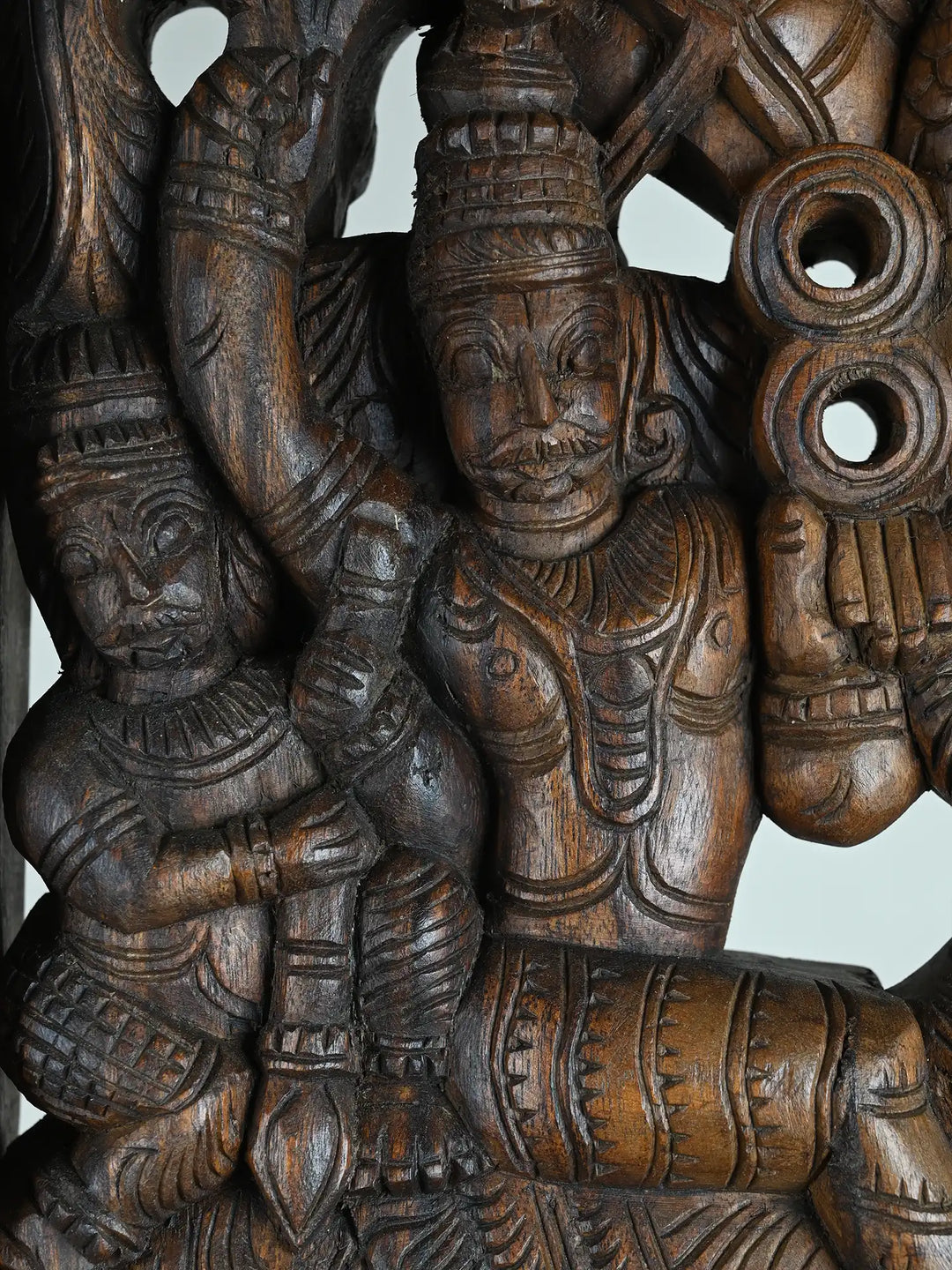 Large Bracket Vir Village Guard Riding Horse Above Yali, Elephant, parrot 68"