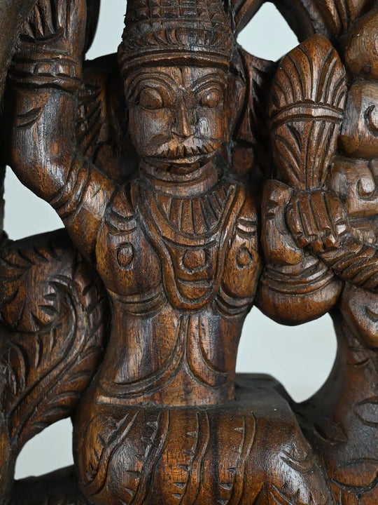Large Bracket Vir Village Guard Riding Horse Above Yali, Elephant, parrot 68"